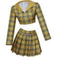 thumbnail image 1 of Fancy Girl Yellow Plaid Dress Crop Top Blazer Skirt Suit, 1 of 7