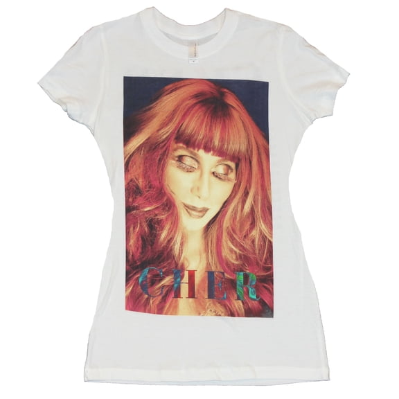 Cher Girls Juniors T-Shirt - Red Haired Photo Box Image DK2 Tour (Small)