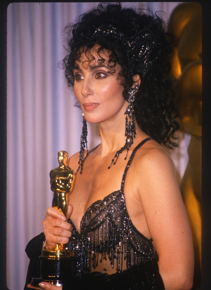 Cher In The Press Room Just After Receiving Her Oscar For Best Actress In Moonstruck While Wearing A Bob Mackie Creation Canvas Art - (16 x 20)