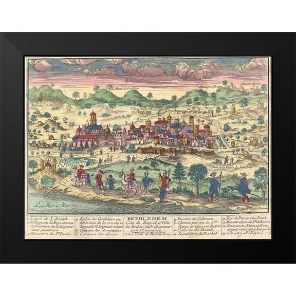 Chereau, Jacque le jeune 14x11 Black Modern Framed Museum Art Print Titled - Bethlehem City of David