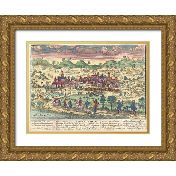 Chereau, Jacque le jeune 24x19 Gold Ornate Wood Framed with Double Matting Museum Art Print Titled - Bethlehem City of David