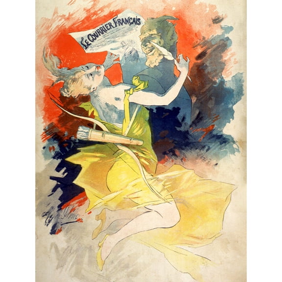 Cheret French Courier Newspaper Advert Extra Large XL Wall Art Poster Print