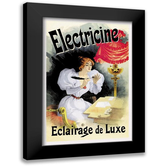 Cheret, Jules 11x14 Black Modern Framed Museum Art Print Titled - Electricine - Eclairage de Luxe