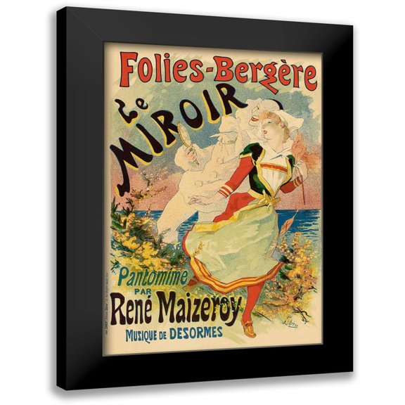Cheret, Jules 11x14 Black Modern Framed Museum Art Print Titled - Folies Bergere Le Miroir