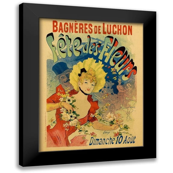 Cheret, Jules 12x14 Black Modern Framed Museum Art Print Titled - Fete des Fleurs