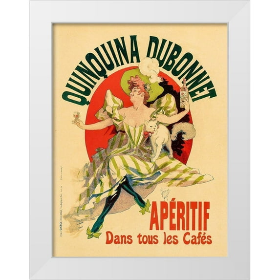 Cheret, Jules 12x14 White Modern Wood Framed Museum Art Print Titled - Quinquina Dubonnet Plate 109