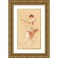 thumbnail image 1 of Cheret, Jules 12x18 Gold Ornate Wood Framed with Double Matting Museum Art Print Titled - Dessin originel 1895 Lady with Guitar, 1 of 4