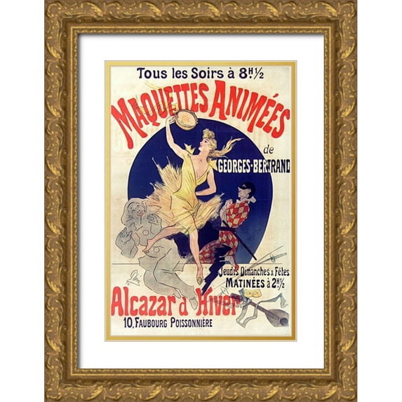 Cheret, Jules 13x18 Gold Ornate Wood Framed with Double Matting Museum Art Print Titled - Alcazar dhiver 1890
