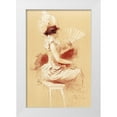 thumbnail image 1 of Cheret, Jules 13x18 White Modern Wood Framed Museum Art Print Titled - Dessin originel 1895 Lady with Fan, 1 of 4