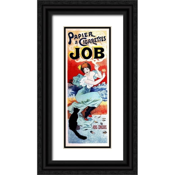 Cheret, Jules 14x32 Black Ornate Wood Framed with Double Matting Museum Art Print Titled - Papier A Cigarettes