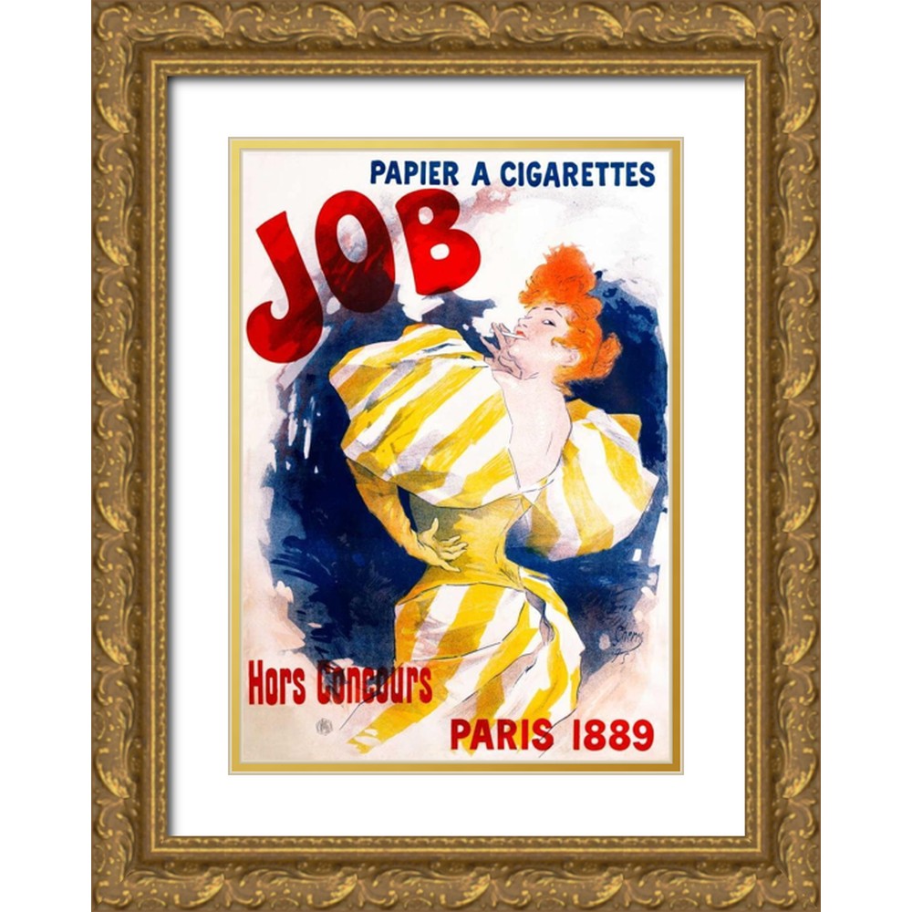 Cheret, Jules 18x24 Gold Ornate Wood Framed with Double Matting Museum Art  Print Titled - Job / Papier a Cigarettes