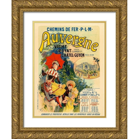 Cheret, Jules 25x32 Gold Ornate Wood Framed with Double Matting Museum Art Print Titled - Auvergne