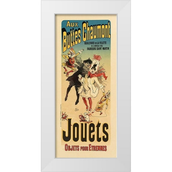 Cheret, Jules 8x14 White Modern Wood Framed Museum Art Print Titled - Aux Buttes Chaumont Plate 141