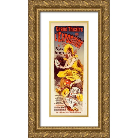 Cheret, Jules 9x18 Gold Ornate Wood Framed with Double Matting Museum Art Print Titled - Grand Theatre de LExposition