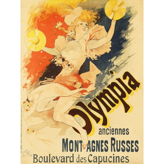 Cheret Olympia Roller Coaster Paris Advert Extra Large Art Print Wall Mural Poster Premium XL