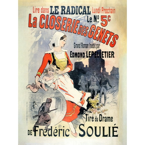 Cheret Radical Newspaper Novel Book Advert Extra Large XL Wall Art Poster Print