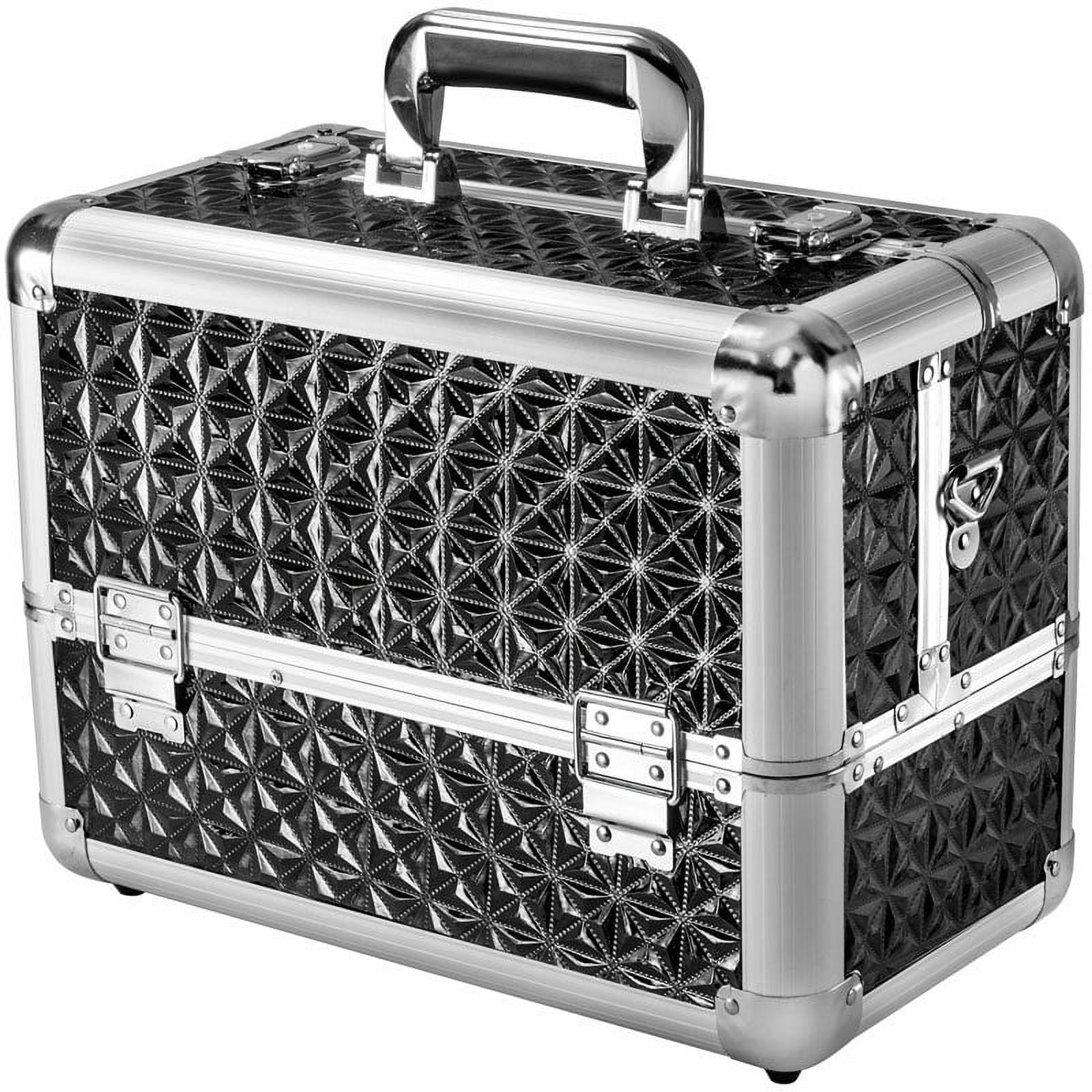 Black and Silver Aluminum Crushproof Makeup Case