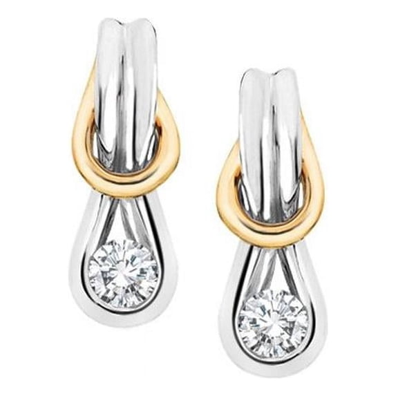 Cheri Jadore ELU24760-10T-25 Canadian Diamond Love Knot Earrings in 10K, Two-Tone Gold - 0.25 CT. T.W.