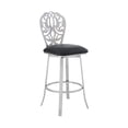 thumbnail image 1 of Armen Living Cherie Contemporary 26" Counter Height Barstool in Brushed Stainless Steel Finish and Black Faux Leather, 1 of 6