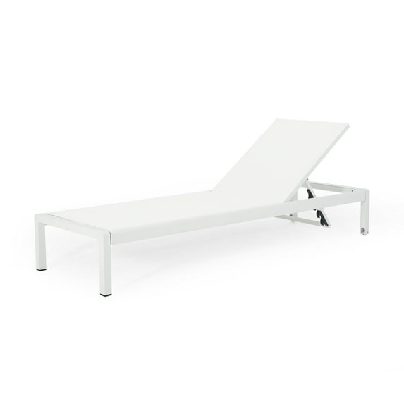 Cherie Coral Outdoor Mesh Aluminum Chaise Lounge, White