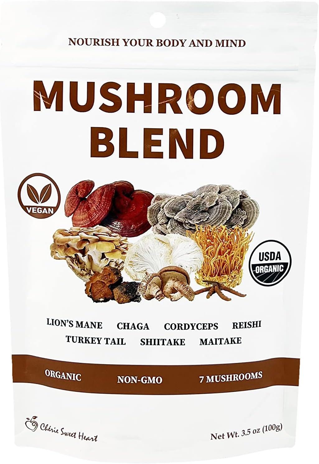 Cherie Sweet Heart 7 Mushroom Extract Powder, USDA Organic, Lion's Mane