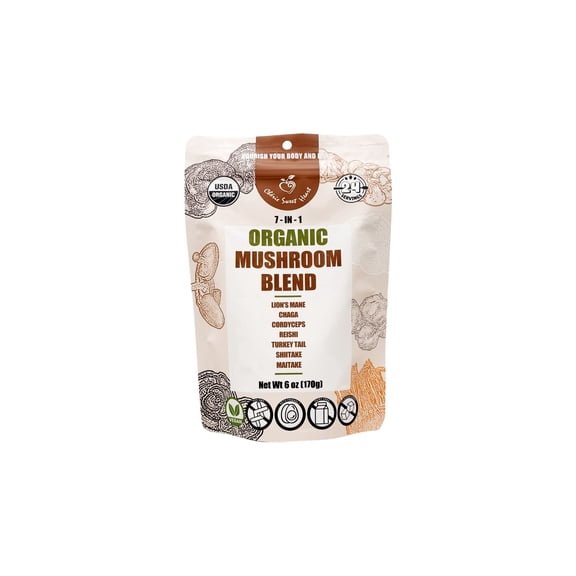 Cherie Sweet Heart Organic Mushroom Blend 6 oz, Lion's Mane, Reishi, Cordyceps, Maitake, Shiitake, Turkey Tail, Chaga