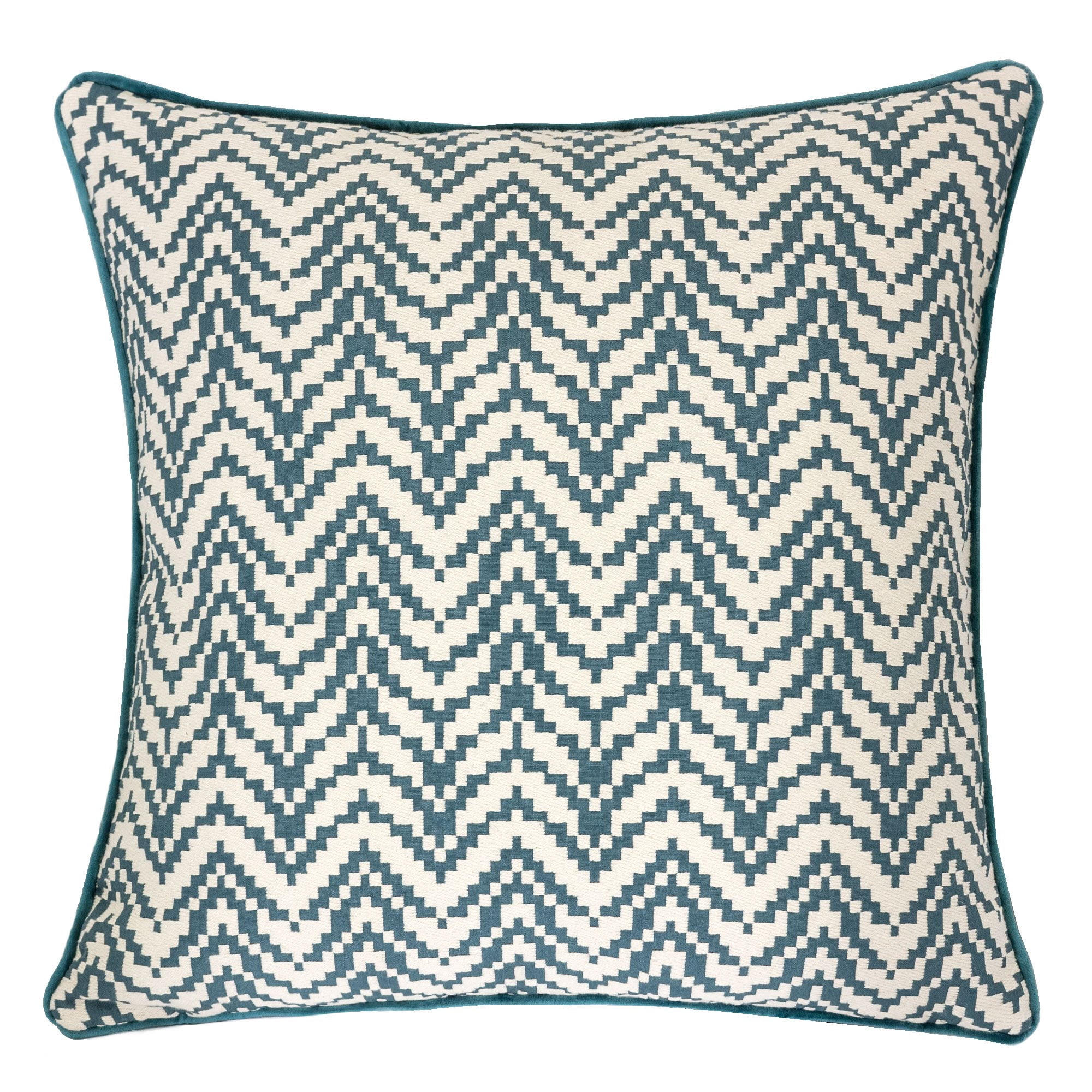 Cherie Turquoise Geometric Polyester 20 in. x 20 in. Throw Pillow