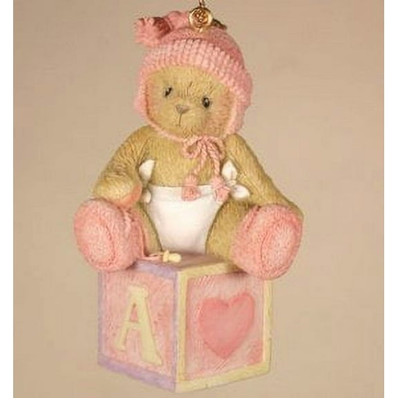 Cherished Teddies 2.75In Baby Girls 1St Christmas, Resin, Teddy Bear Set/2 Ornament Bank 118398