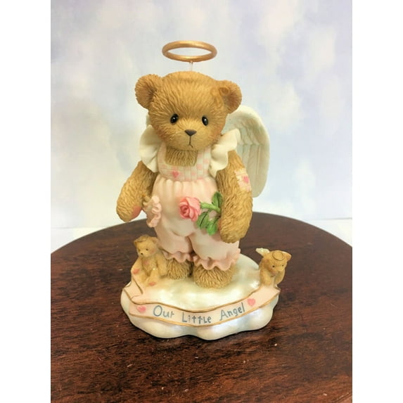 Cherished Teddies 4.00In Mackensie Rose, Resin, Angel Teddy Bear Rose 110011