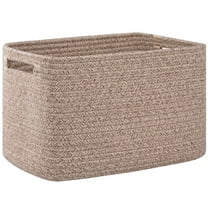 Cherishgard Home Essentials Shelf-Mounted Cotton Rope Woven Storage Basket, Brown