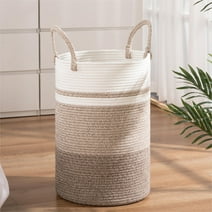 Cherishgard  Laundry Hamper?Woven Cotton Rope Laundry Hamper with Handles for Blanket, Toys