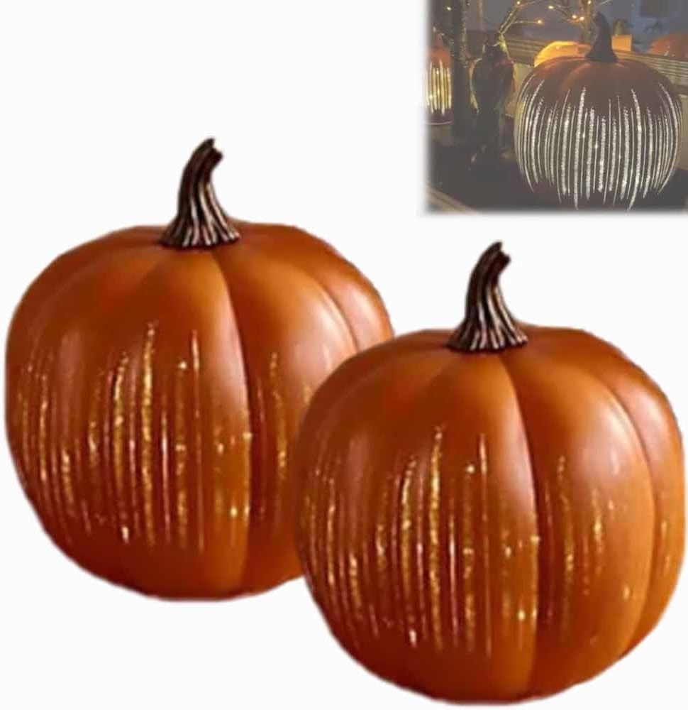 Fall Halloween Lights Twinkle Light Pumpkin Decor - Starry Night Glass Pumpkin With Timer For Fall LED Glass Pumpkin