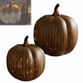 thumbnail image 1 of Cherishous Twinkle Light Pumpkins, Starry Night Pumpkins, Set of 2 Timer Lighted Sparkling Starry Night Glass Pumpkins for Fall Halloween Decorations Bedroom Hallway(Brown,M+L), 1 of 9