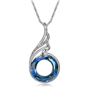 Cherishthe Phoenix Nirvana Necklace Blue Gemstone Pendant 1.8 * 0.9 in Chain Length 17.7-19.7 in Engraving Motivational English Symbolizes Resilience and Rebirth