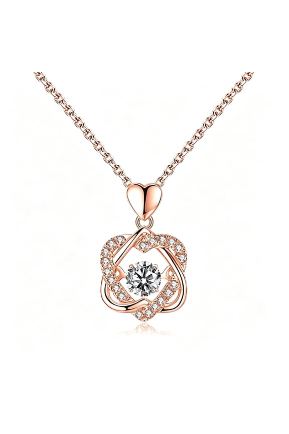 , Rose Gold Double Heart Necklace,  Chain Length 19.69 in. Double Heart Pattern, Symbolizing Romantic Love.Suitable for Giving to Wives and Partners