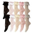 thumbnail image 1 of Cherisia 5 Pairs Women Ruffle Ankle Socks Trim Lace Frilled Dress Socks Set, Princess Fashion Cute Anklet, 1 of 7