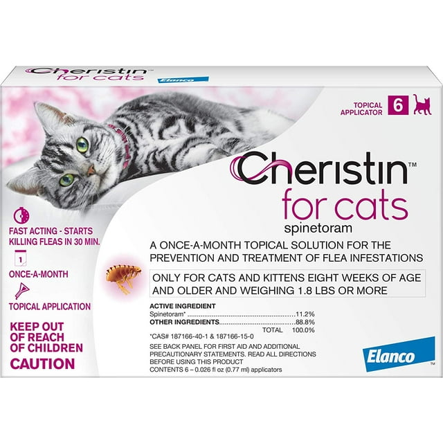 Cheristin for Cats Topical Liquid Flea Treatment, 6 Treatments