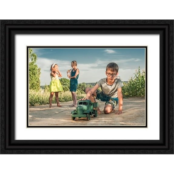 Cherkasov, Viktor 24x17 Black Ornate Wood Framed with Double Matting Museum Art Print Titled - Childhood