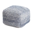 thumbnail image 1 of Chero Distressed Diamond 22" Square Pouf Ottoman Blue and Beige, 1 of 8