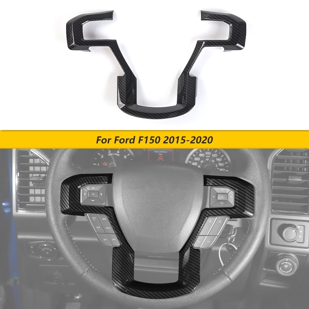 CheroCar ABS Carbon Fiber Steering Wheel Cover Trim for 2015-2020 Ford F150
