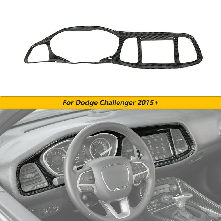 CheroCar Auto Parts Interior Trim Center Consoles Dashboard Decorations  Cover for Dodge Challenger 2015-2022 Black