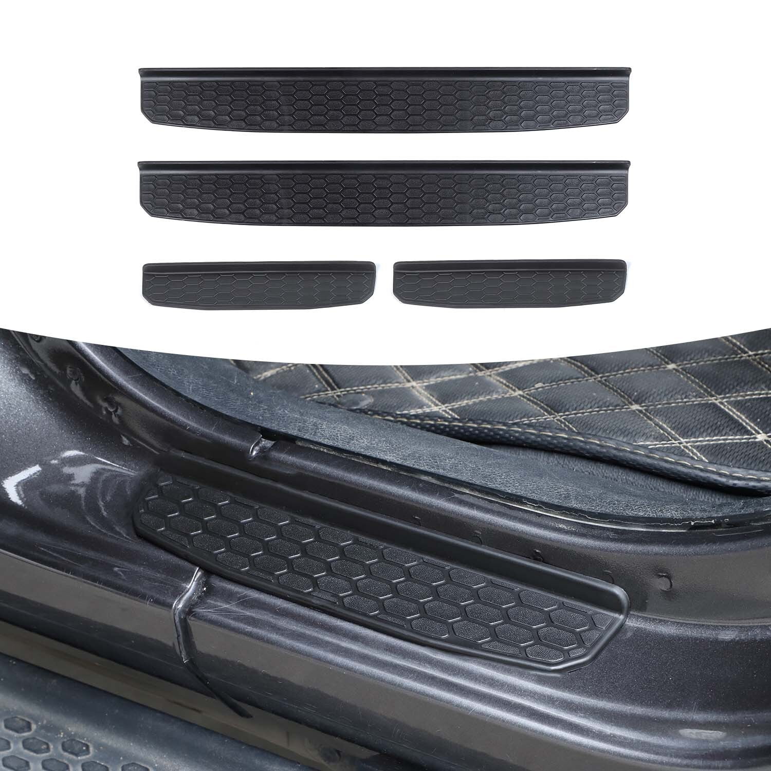 CheroCar Car Door Sill Protector Plates Trim for Jeep Wrangler JL JLU