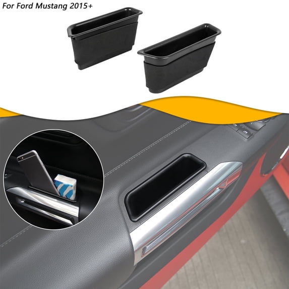 CheroCar Car Door Storage Tray Grab Handle Organizer Box for 2015-2021 Ford Mustang, 2Pcs