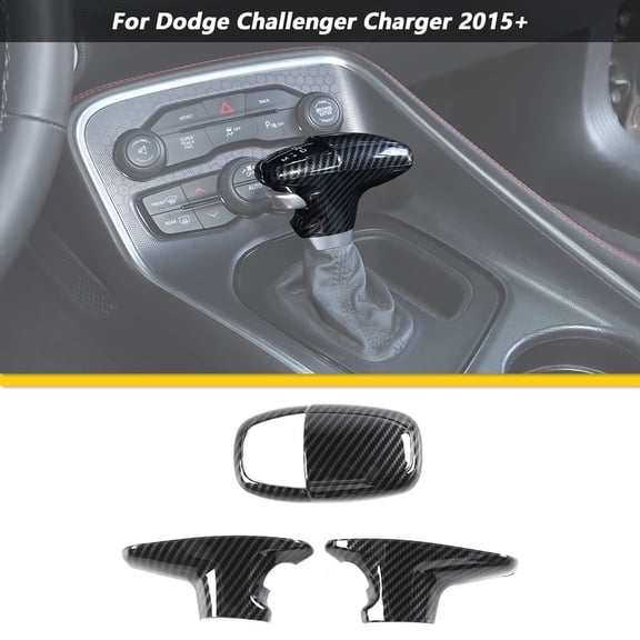 CheroCar Gear Shift Cover Trim for Dodge Challenger & Charger 2015-2020,Black