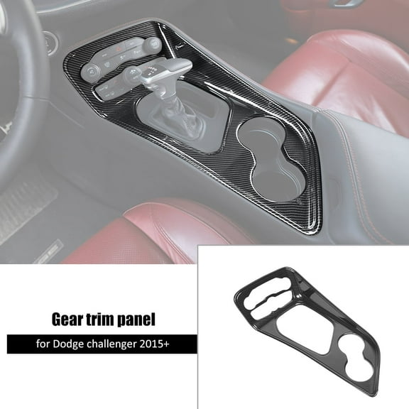 CheroCar Car Gear Shift Panel Trim Cover Carbon Fiber for Dodge Challenger 2015-2023 Black