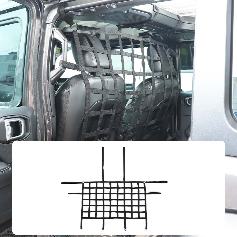 CheroCar Car Rear Seat Cargo Net Pet Dog Divider Net for Jeep Wrangler