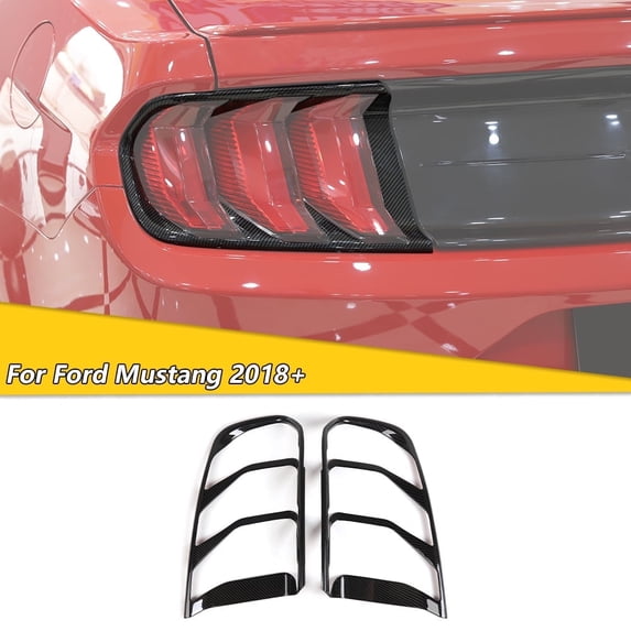 CheroCar Car Tail Light Cover Trim Accessories for Ford Mustang 2018-2019(Carbon Fiber)