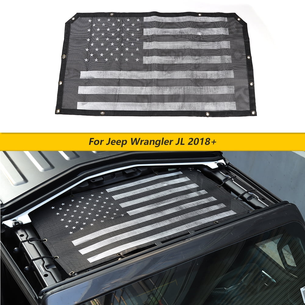 CheroCar Car Windshield Sun Shade Mesh Bikini Top for Jeep Wrangler JL