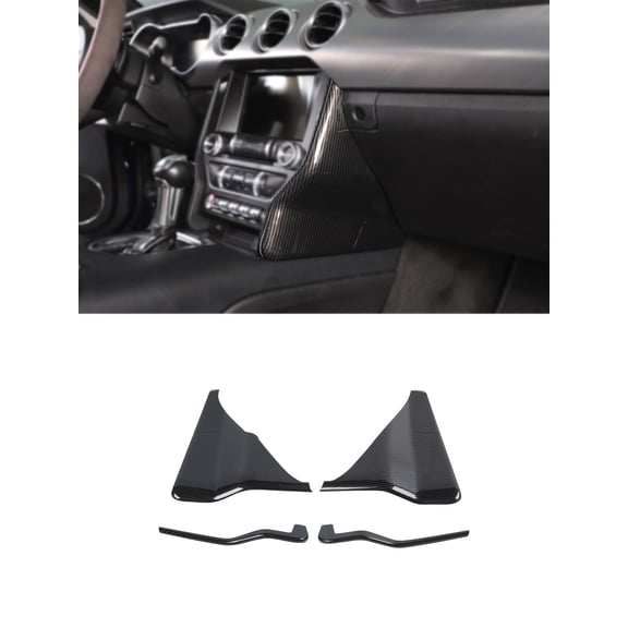 CheroCar Center Console Gear Shift Side Panel Cover Trim Interior Accessories for Ford Mustang 2015-2023,Carbon Fiber Black