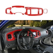 CheroCar Console Center Dash Board Trim Covers Interior for Dodge Charger 2015-2022,Red